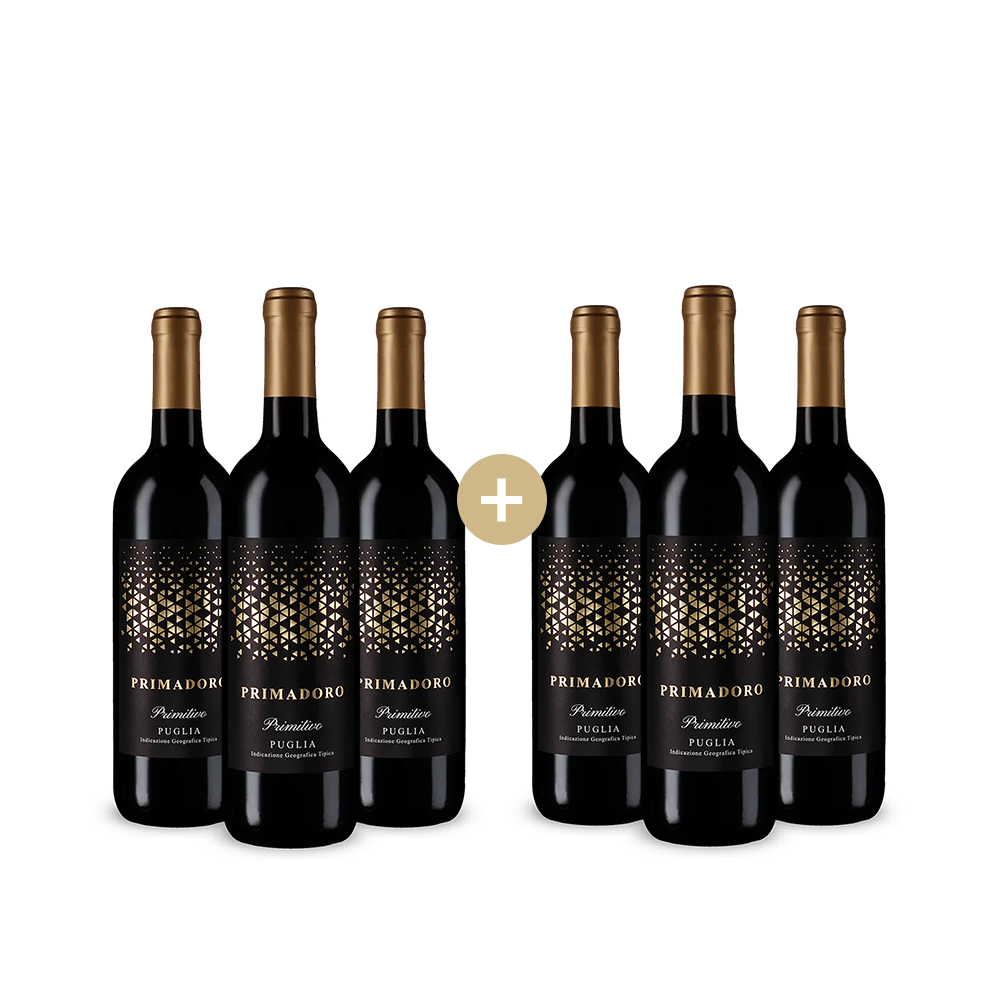 3+3 fľaše Primadoro Primitivo 2024 – Gold