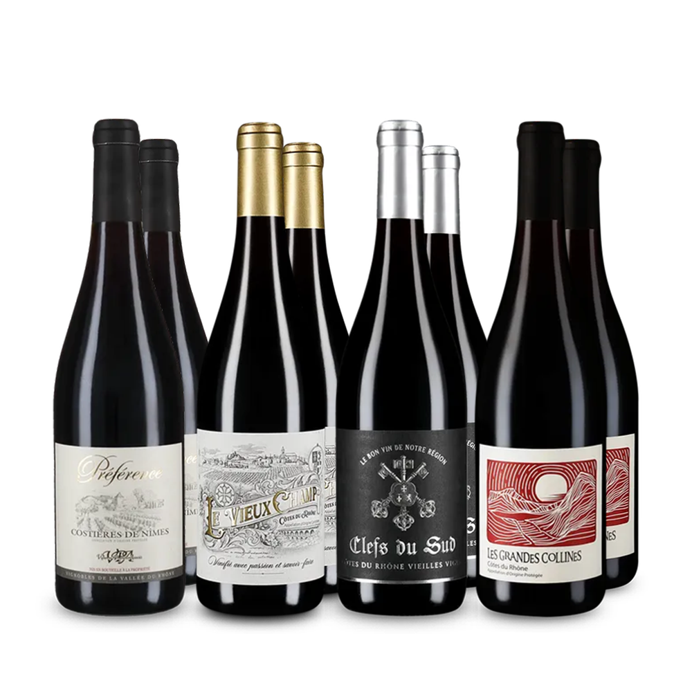 Červené víno od Rhôny: Hviezdne vína v balení 4x2 – Gold