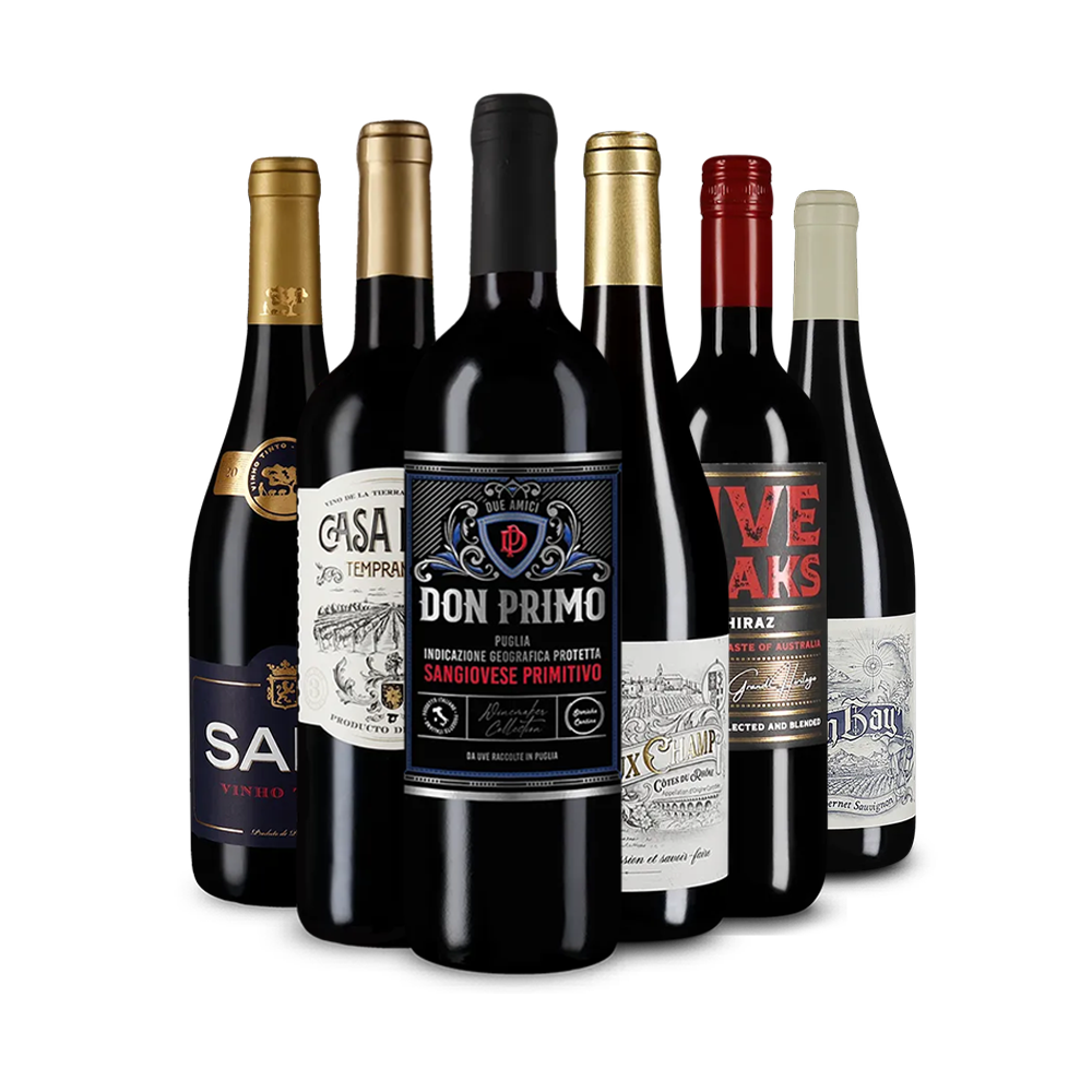Červené vína roku 2025 v degustačnom balení po 6 kusoch