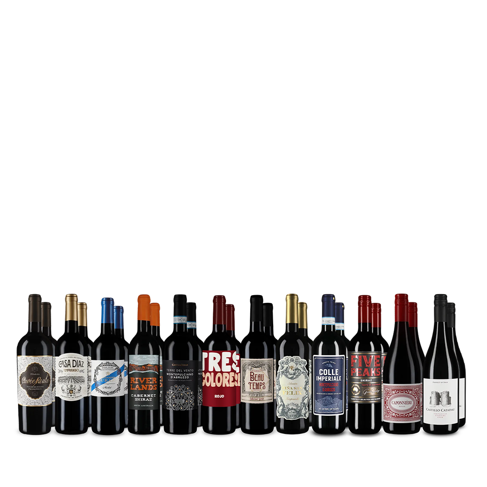 Medzinárodné červené vína v balení 12x2 – Gold