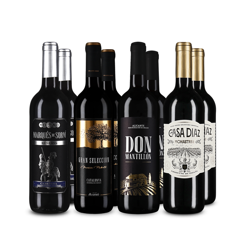 Zlatom ocenené červené vína zo Španielska v balení 4x2 – Gold