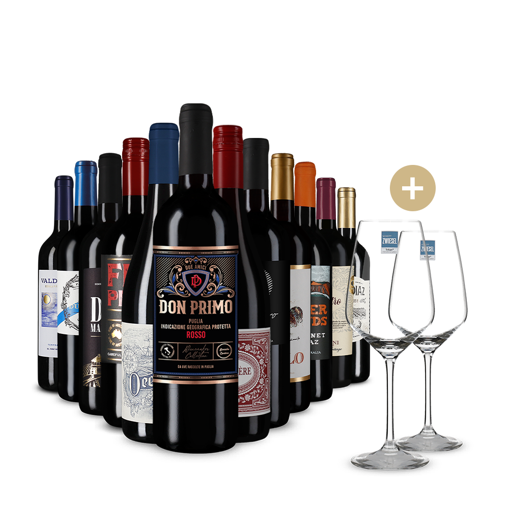 Medzinárodné červené hviezdy v jubilejnom balení po 12 kusoch + 2 poháre