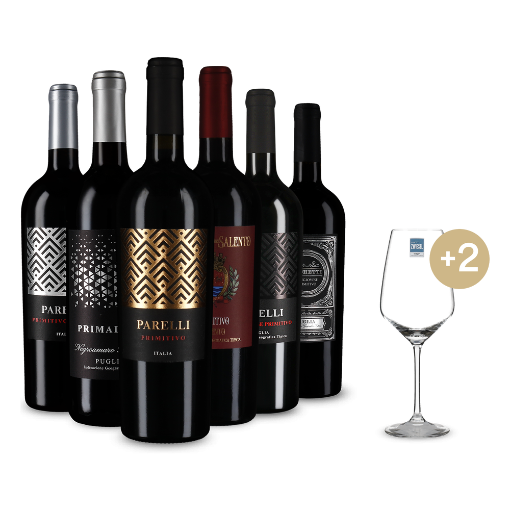 6x1 Primitivo pre objaviteľov + 2 poháre a doprava zadarmo