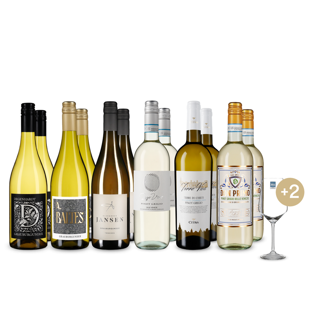 6x2 Pinot Grigio & Rulandské biele za špičkovú cenu + 2 poháre na víno
