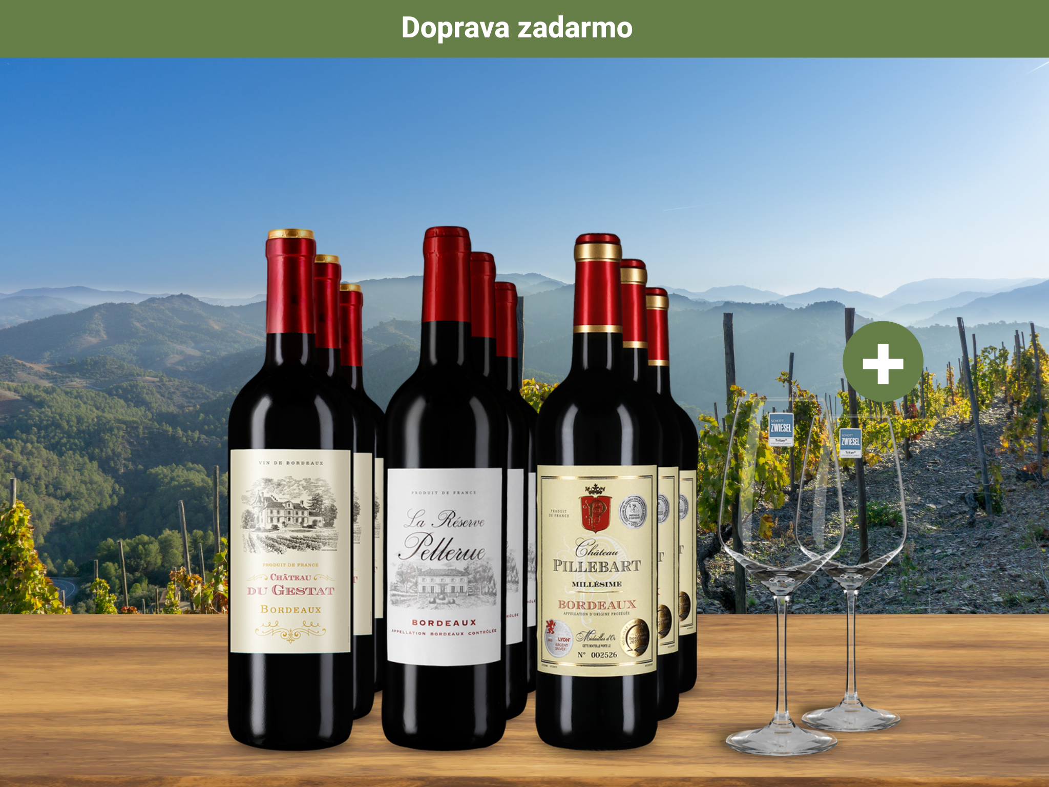 3x3 Výber vín z Bordeaux + 2 Schott Zwiesel poháre